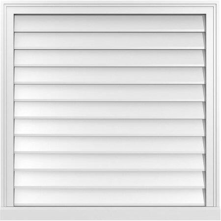 Ekena Millwork Vertical Surface Mount PVC Gable Vent w/ 2"W x 2"H , Brickmould Sill Frame, 34"W x 34"H GVPVE34X3403SN